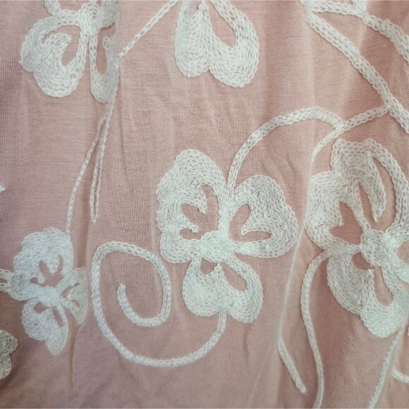 Liv Los Angeles Powder Pink Crochet Lace Embroidered Blouse Sz 1X Boho Flowy - Picture 6 of 15
